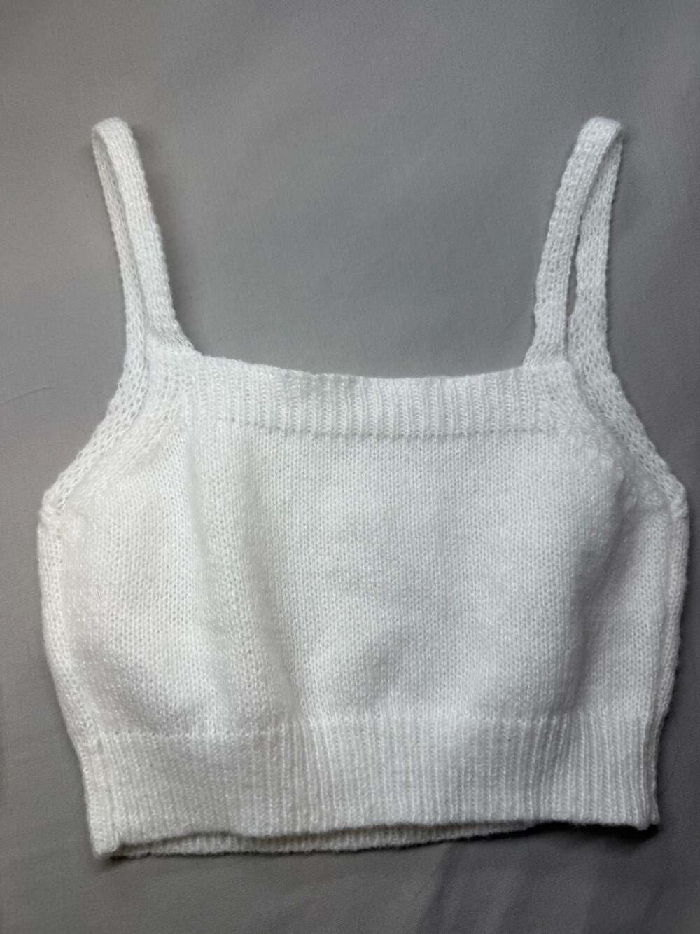 Seasty White Knit Crop Tank Top Size S